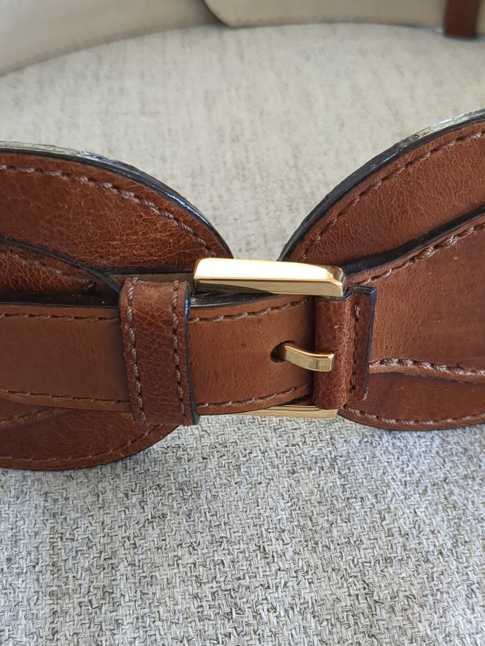 Antonio Melani Brown Leather Waist Belt with Gold Hardware - Picture 2 of 5